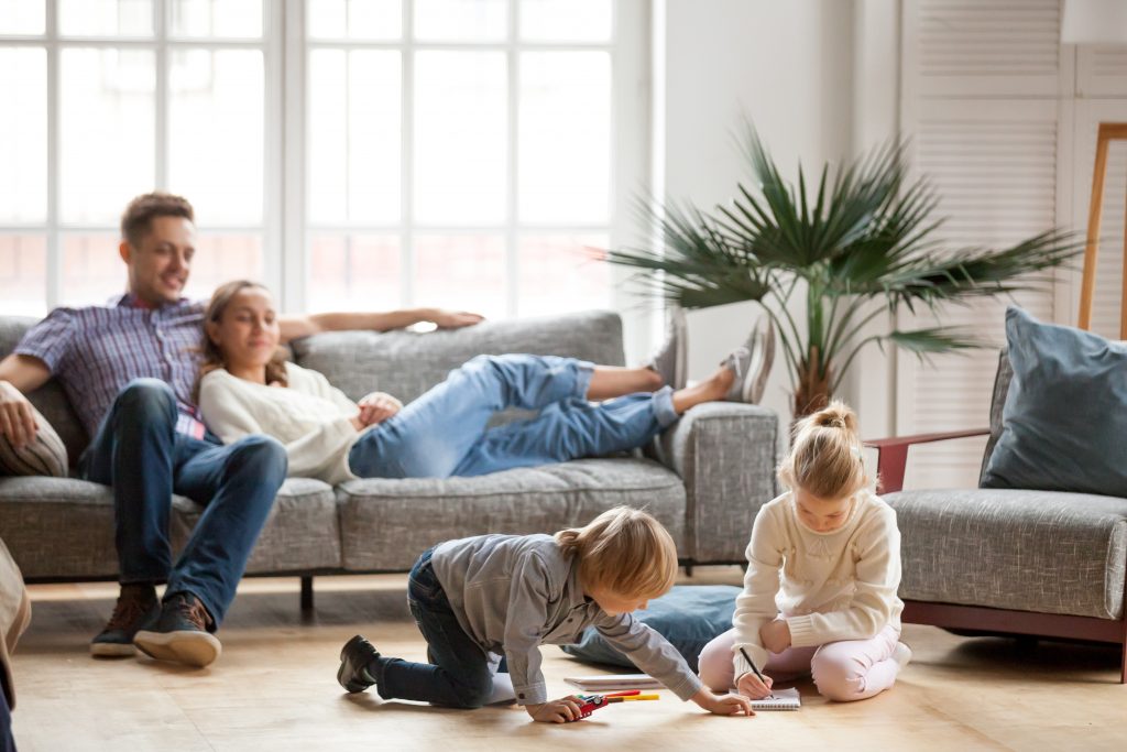 family in modular home